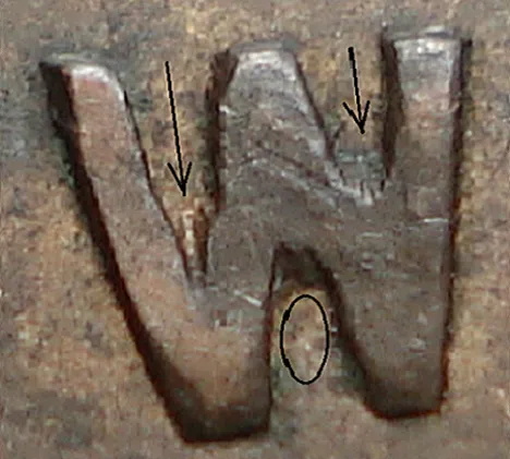 Re-engraved W in NEWF