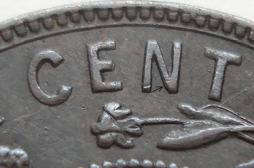 Re-engraved Letters in CENT