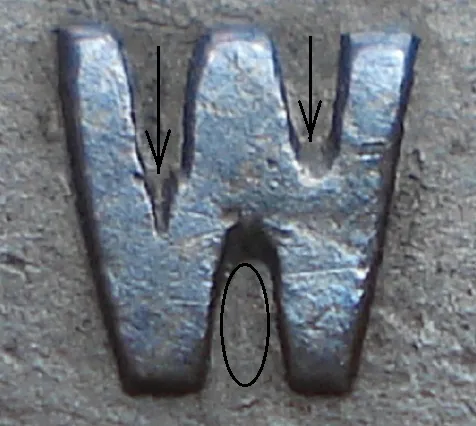 Re-engraved Romanesque W in NEWF