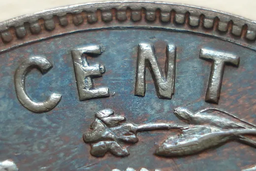 Re-engraved Letters in CENT
