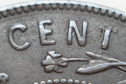 Re-engraved Letters in CENT
