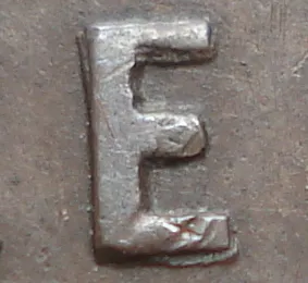 Re-engraved E in CENT