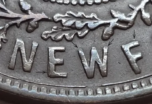 Re-engraved E in NEWF