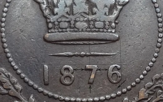 Medium Date, Repunched 7, Even Gaps
