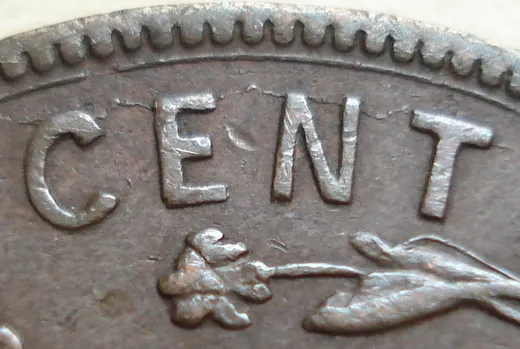 Re-engraved Letters in CENT