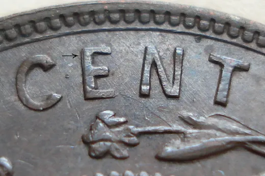 Re-engraved Letters in CENT