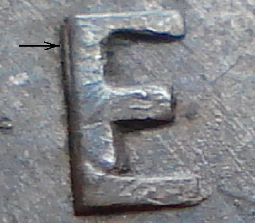 Re-engraved E in CENT
