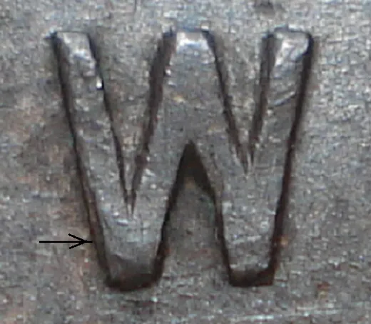 Re-engraved W in NEWF