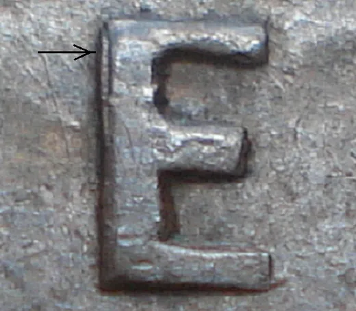 Re-engraved E in CENT