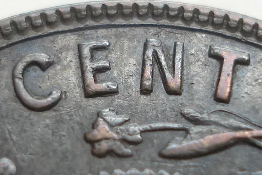 Re-engraved E & N in CENT