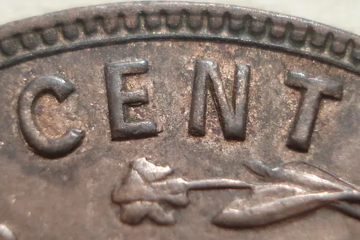 Re-engraved Letters in CENT