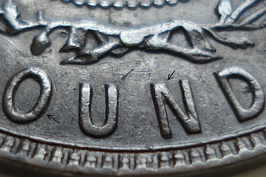 Re-engraved Letters in [OUND]
