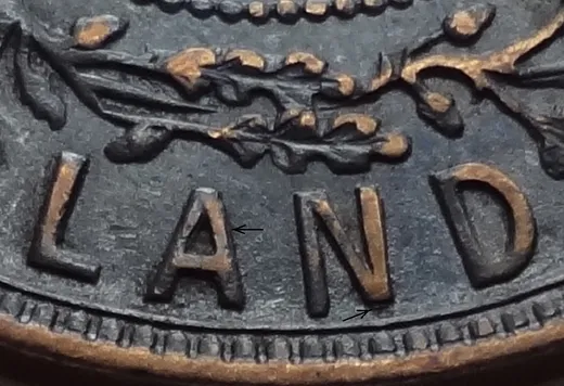 Re-engraved Letter Details in LAND
