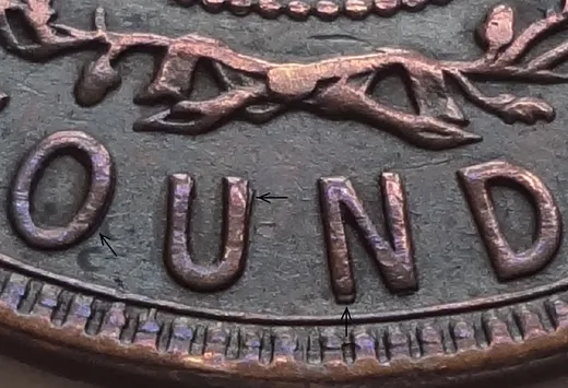 Re-engraved Letters in OUND