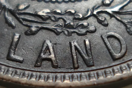 Re-engraved Letters in LAND