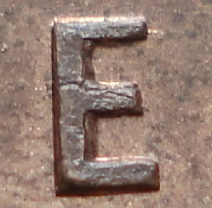 Re-engraved E in CENT