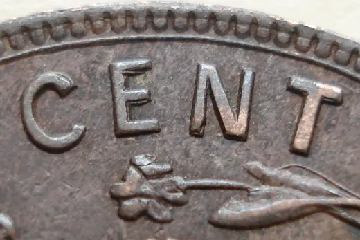 Re-engraved Letters in CENT