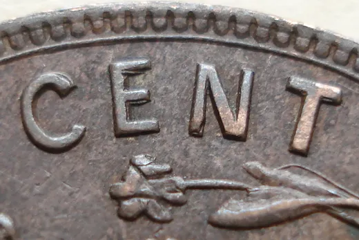 Re-engraved Letters in CENT
