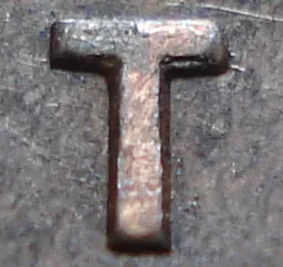 Re-engraved T in CENT