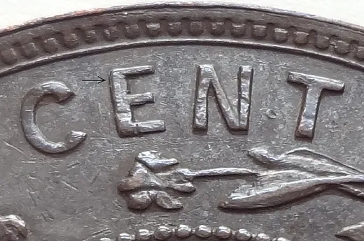 Re-engraved E & N in CENT