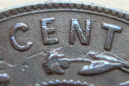 Re-engraved Letters in CENT