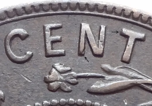 Re-engraved Letters in CENT