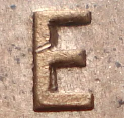 Re-engraved E in CENT