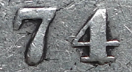 Plain 7, Repunched 4 (Bug)