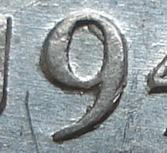 Narrow Date, Near 7, Repunched 9