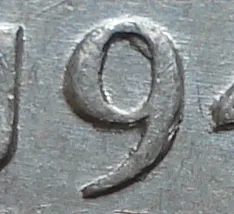 Narrow Date, Near 7, Repunched 9