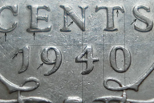 Wide Date, Re-engraved Reverse