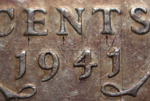 Narrow Date, Re-engraved Letters